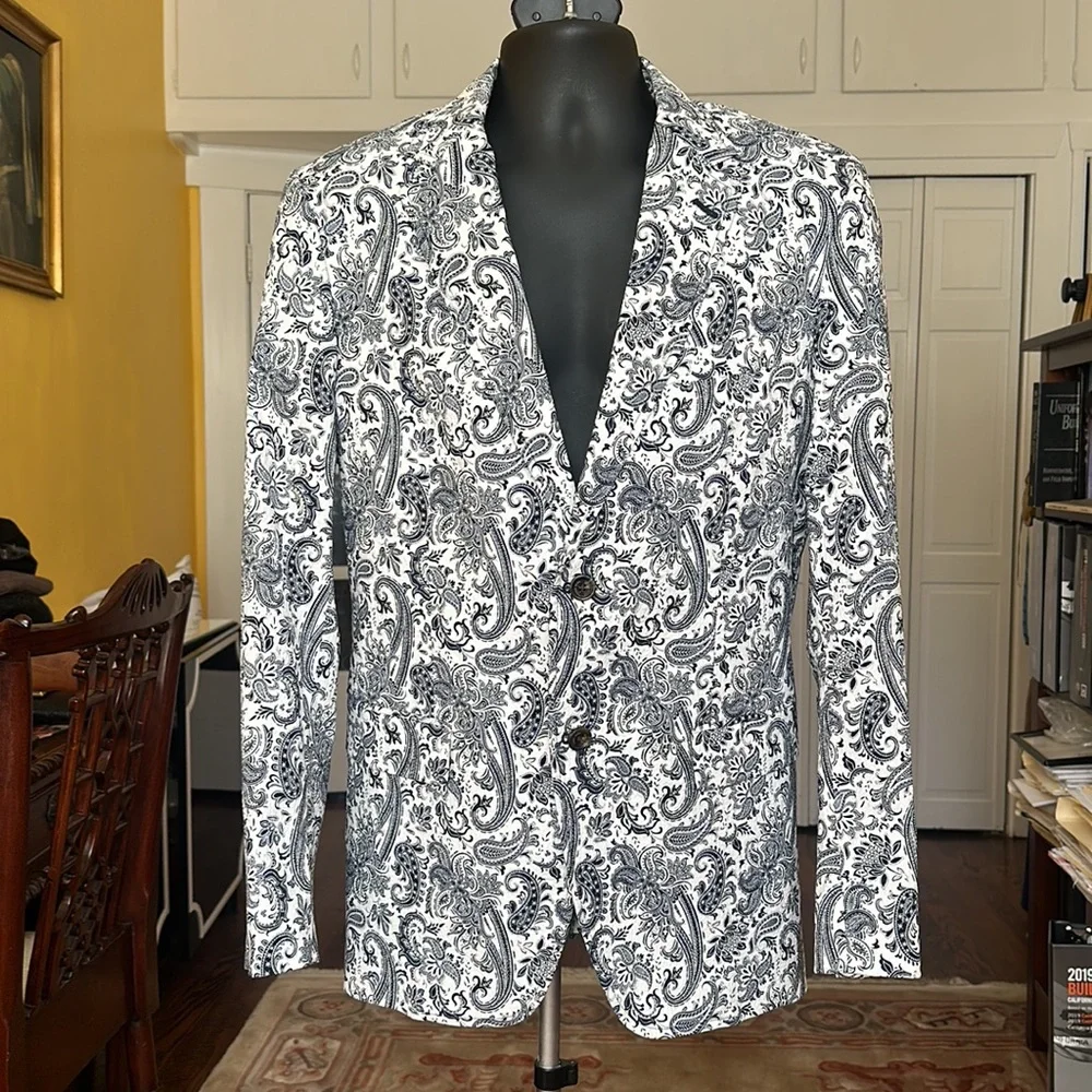 Tasso Elba Men's Paisley-Print Seersucker Sport Coat Size M NWOT